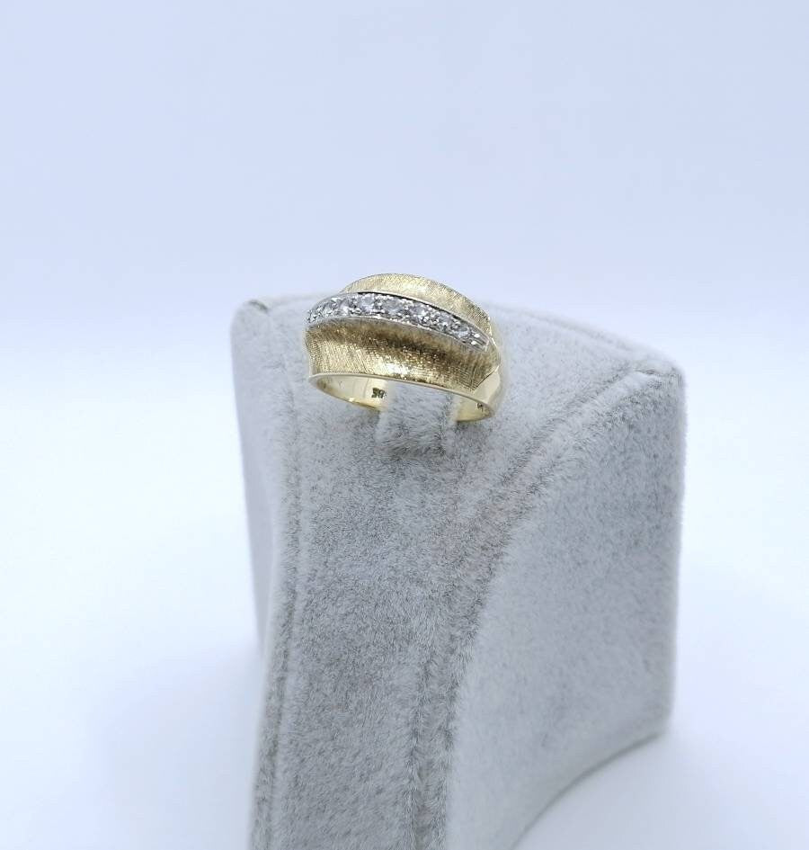 Vintage Gold Damenring mit Zirkonia