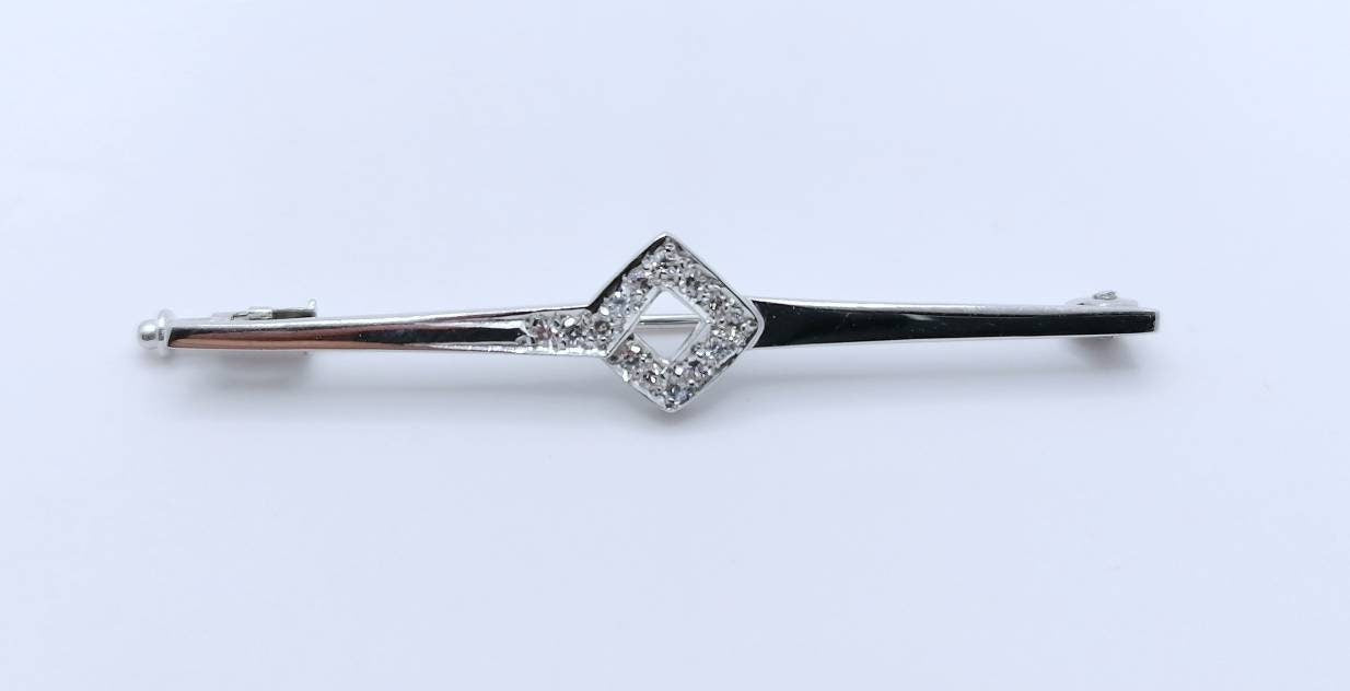 Weißgold Anstecknadel mit Brillanten