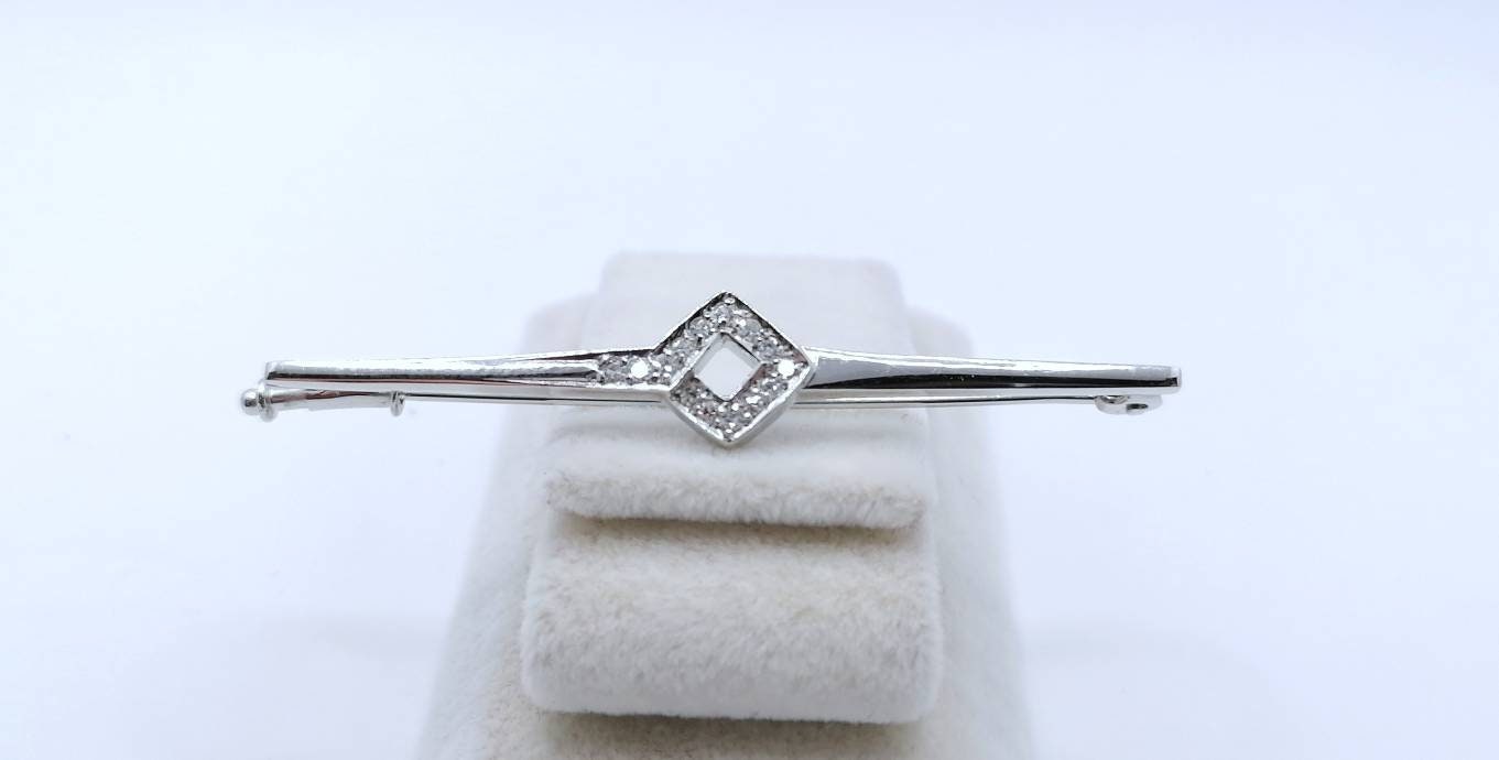 Weißgold Anstecknadel mit Brillanten