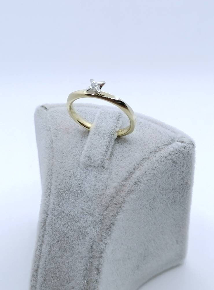 Ring Gold 585er mit Brillant Solitär Goldring Gr. 57
