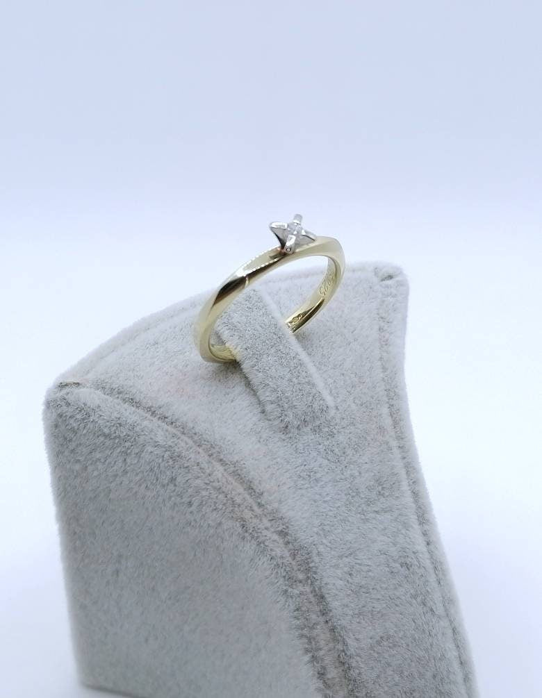 Ring Gold 585er mit Brillant Solitär Goldring Gr. 57