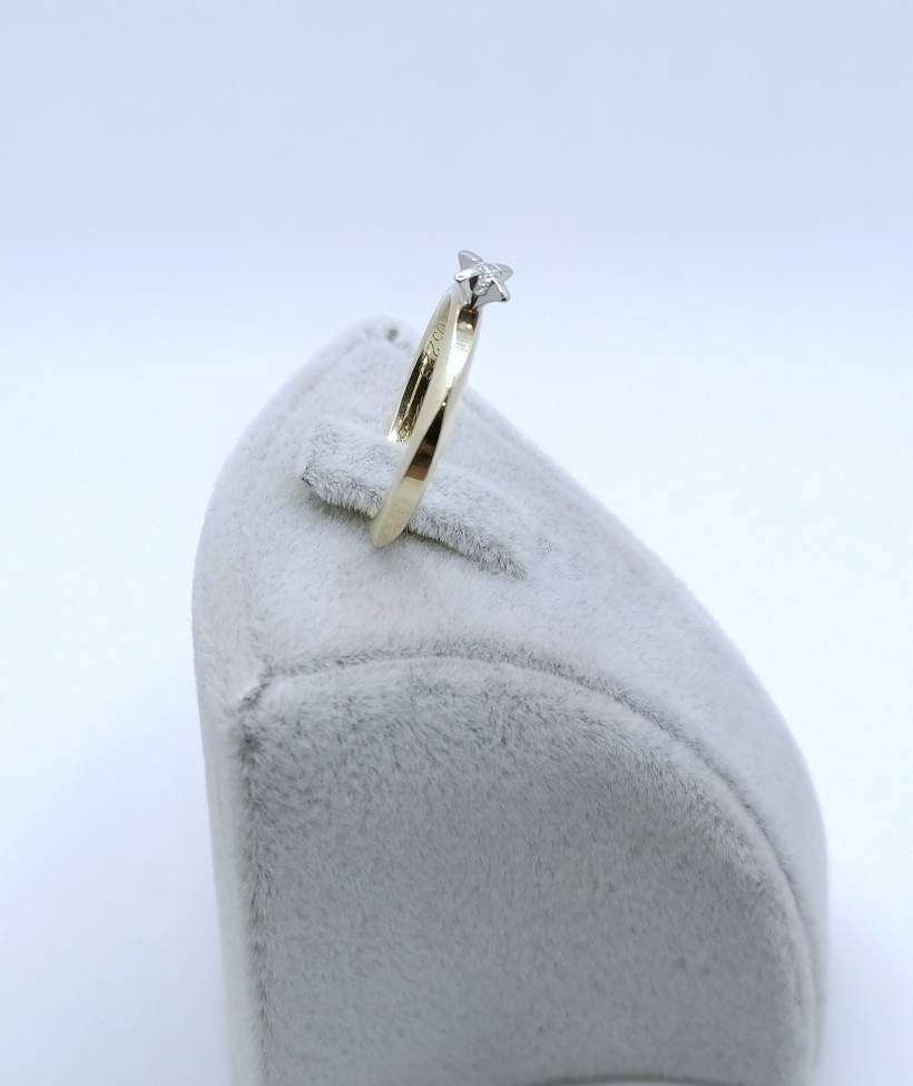 Ring Gold 585er mit Brillant Solitär Goldring Gr. 57