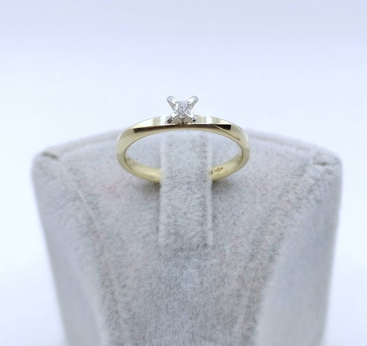 Ring Gold 585er mit Brillant Solitär Goldring Gr. 57