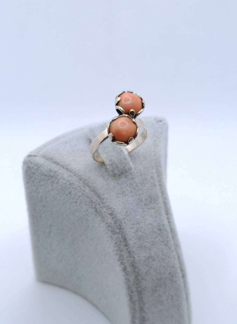 Vintage Gold Damenring mit Korallen