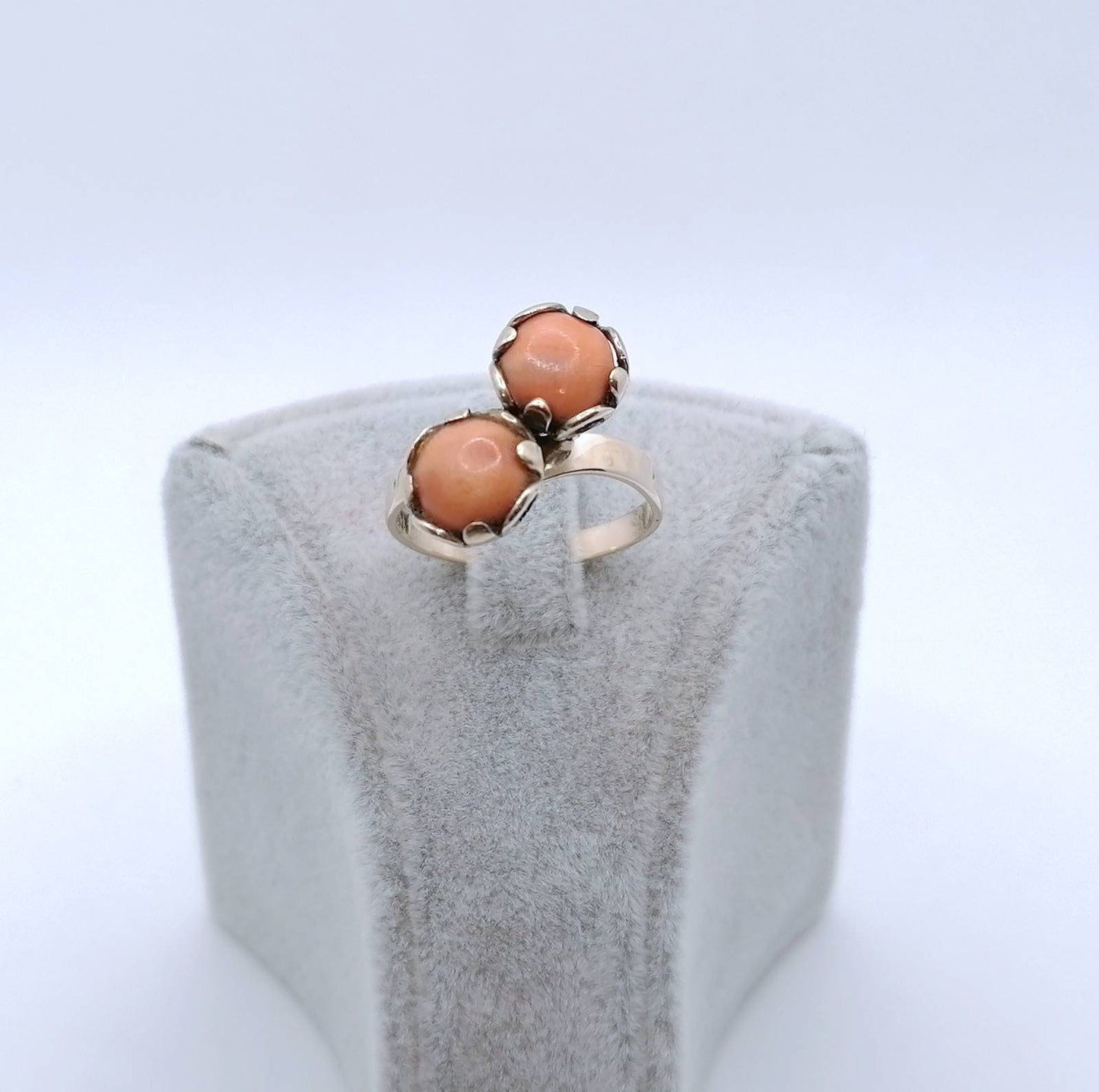 Vintage Gold Damenring mit Korallen