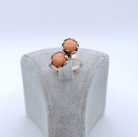Vintage Gold Damenring mit Korallen