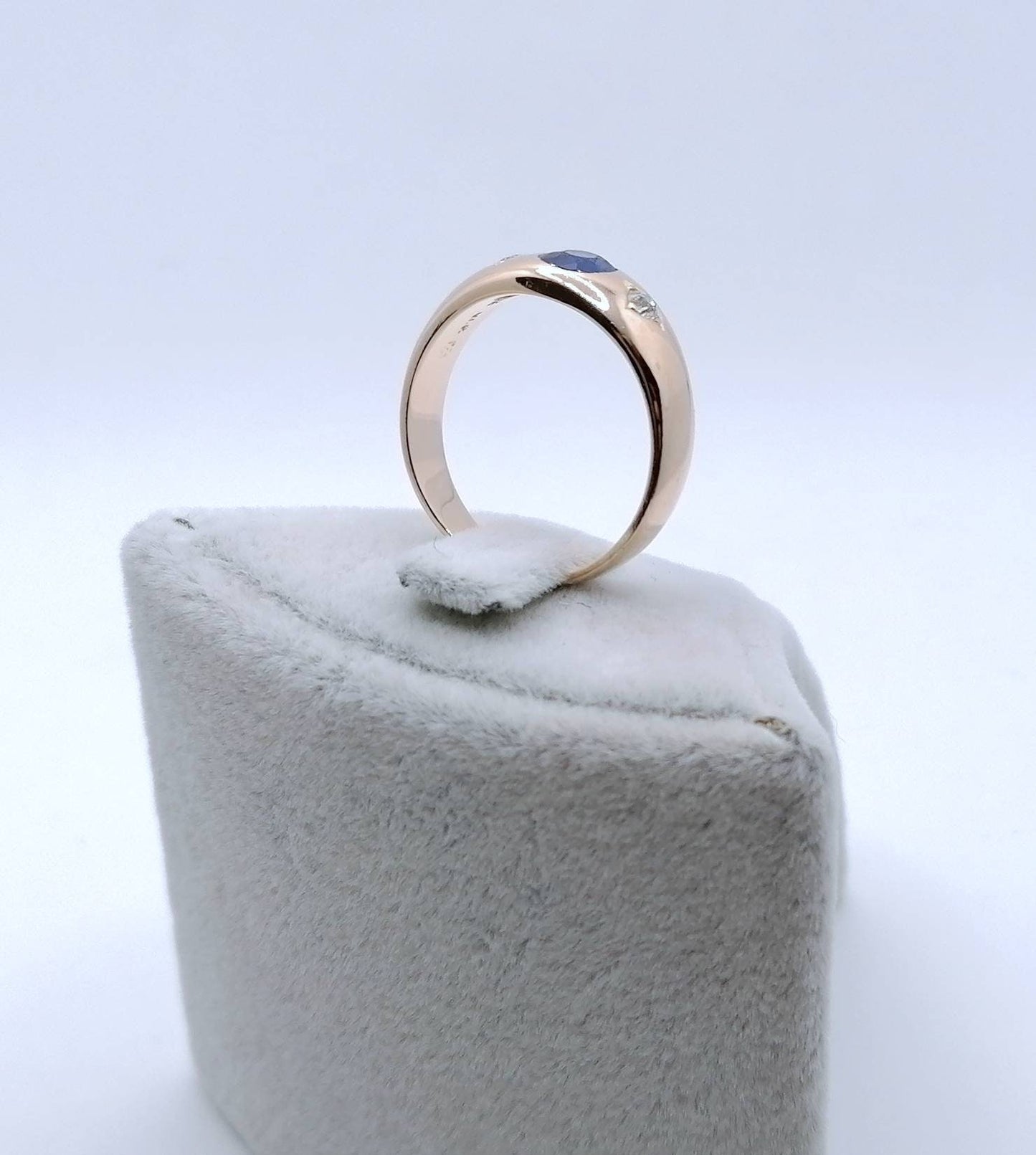 Ring Rotgold 585er mit Saphir und Brillanten Goldring Gr. 60
