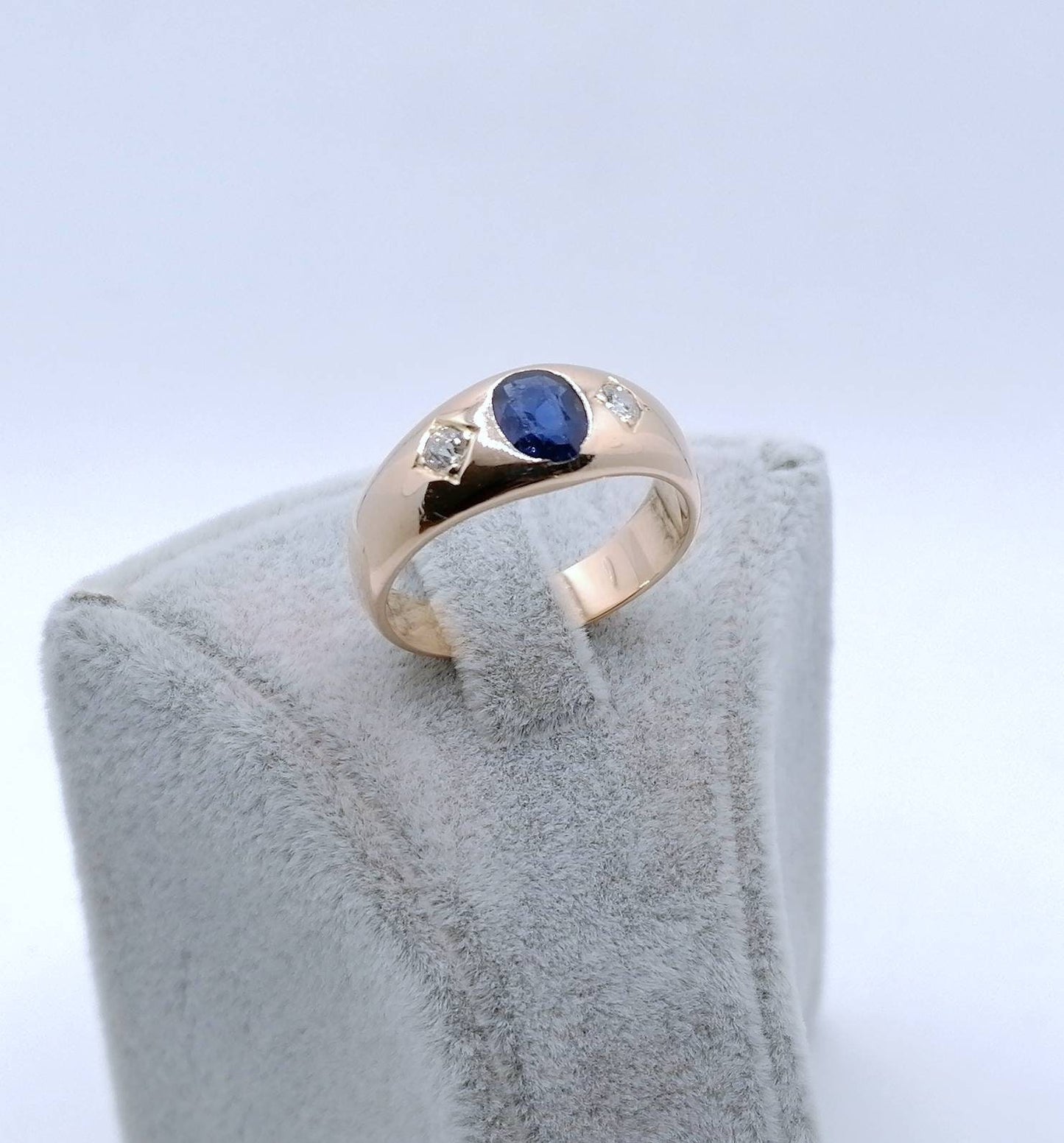 Ring Rotgold 585er mit Saphir und Brillanten Goldring Gr. 60