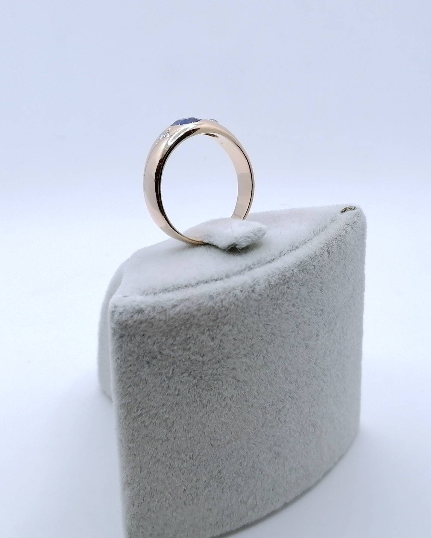 Ring Rotgold 585er mit Saphir und Brillanten Goldring Gr. 60