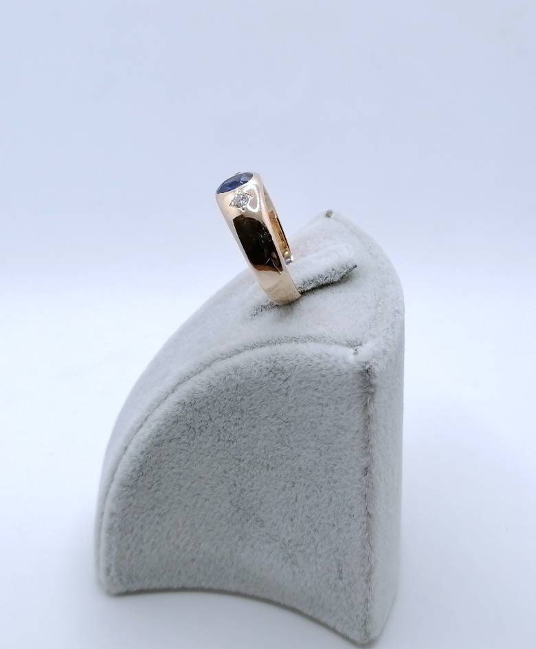 Ring Rotgold 585er mit Saphir und Brillanten Goldring Gr. 60