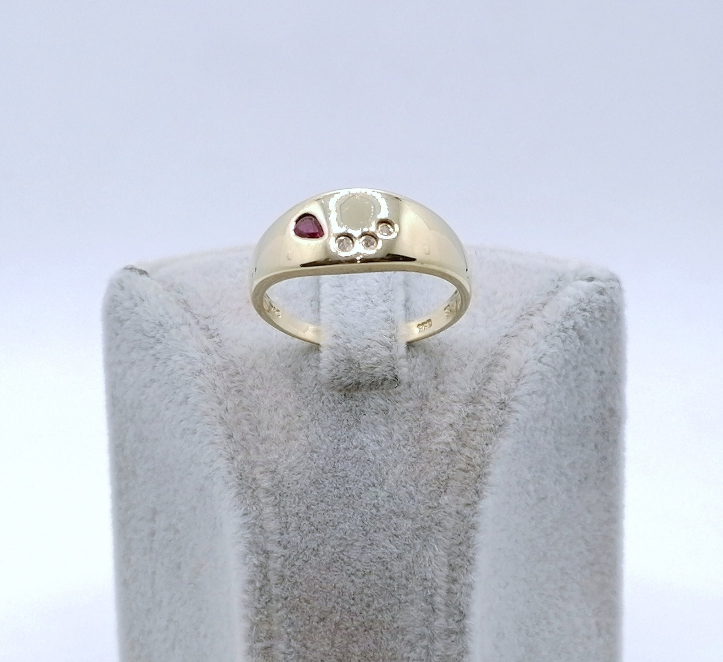 Ring Gold 585er Rubin und Diamantsplitter Gr. 60