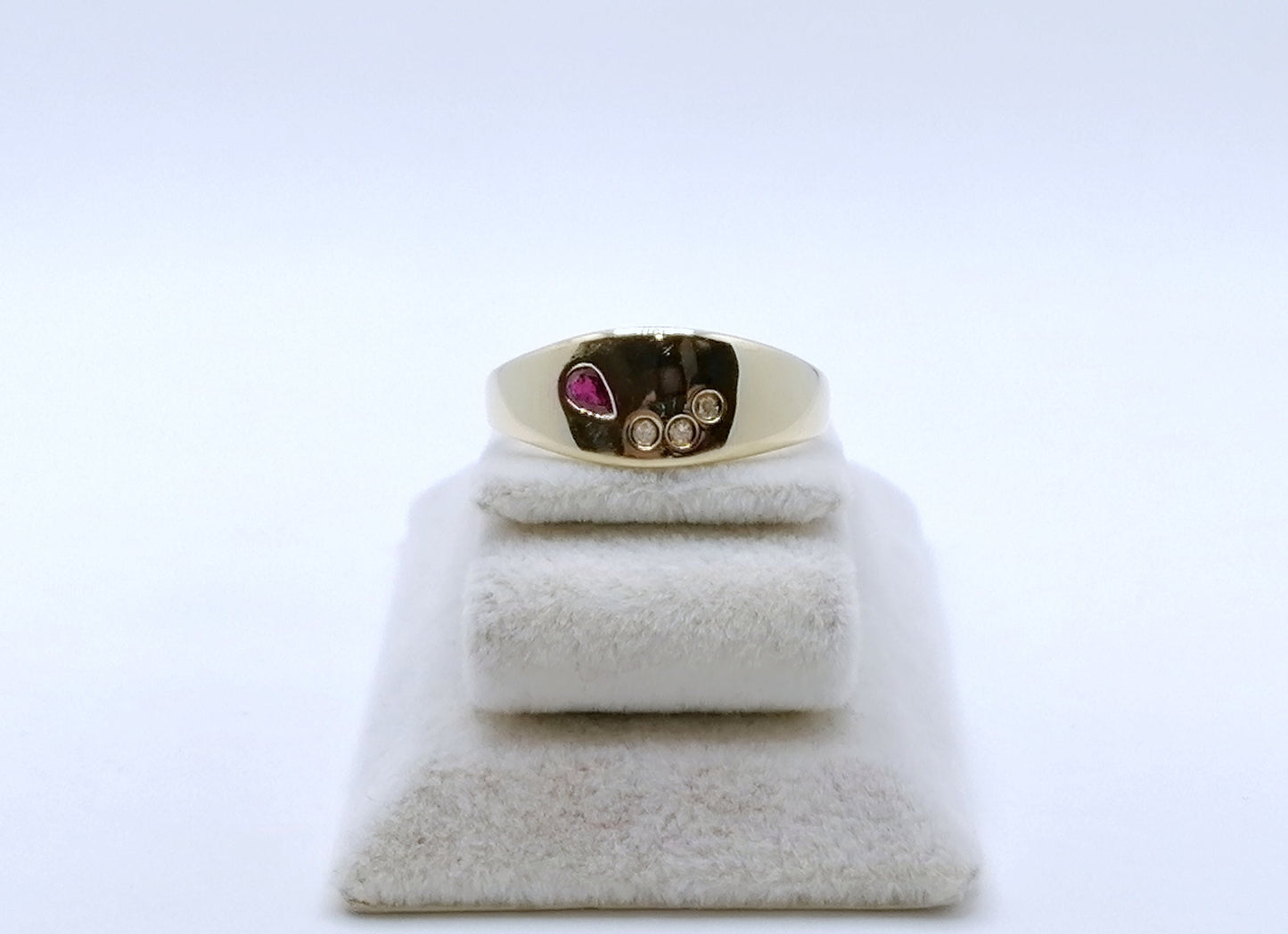 Ring Gold 585er Rubin und Diamantsplitter Gr. 60