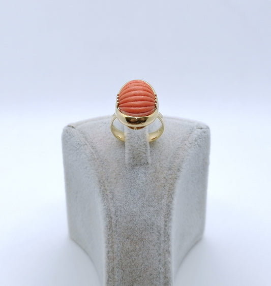Ring Gold 750 mit Koralle Gr. 52