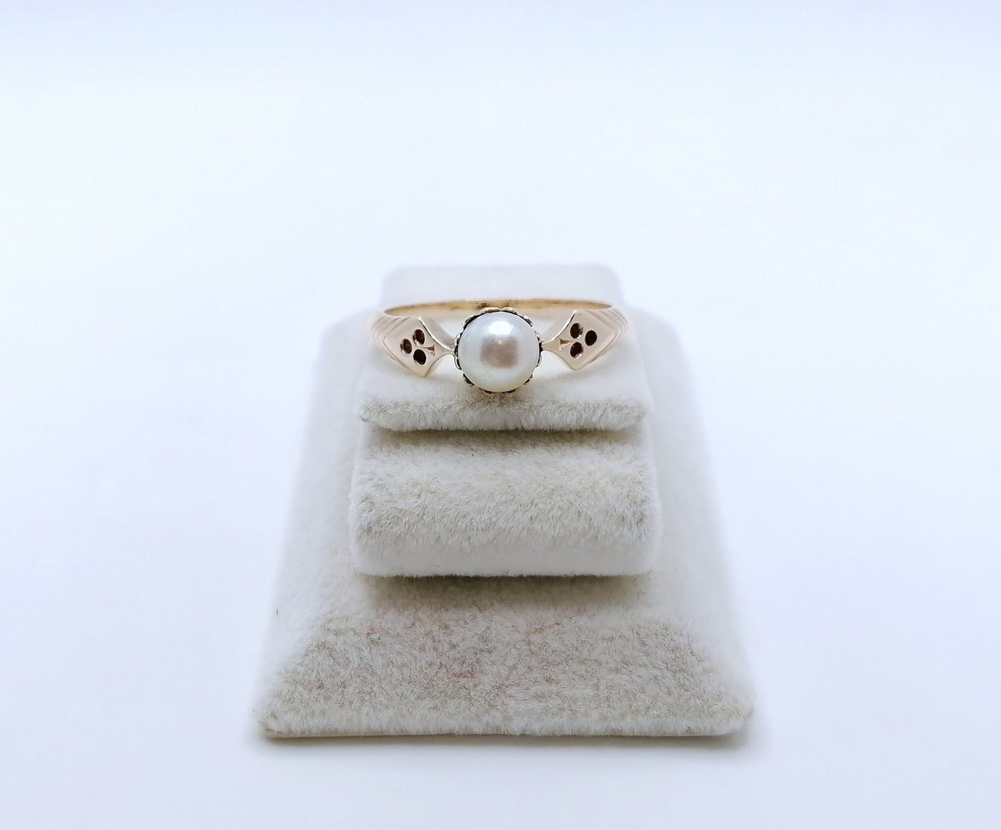Ring Gold 585er mit Perle Rotgold Damenring Gr. 58