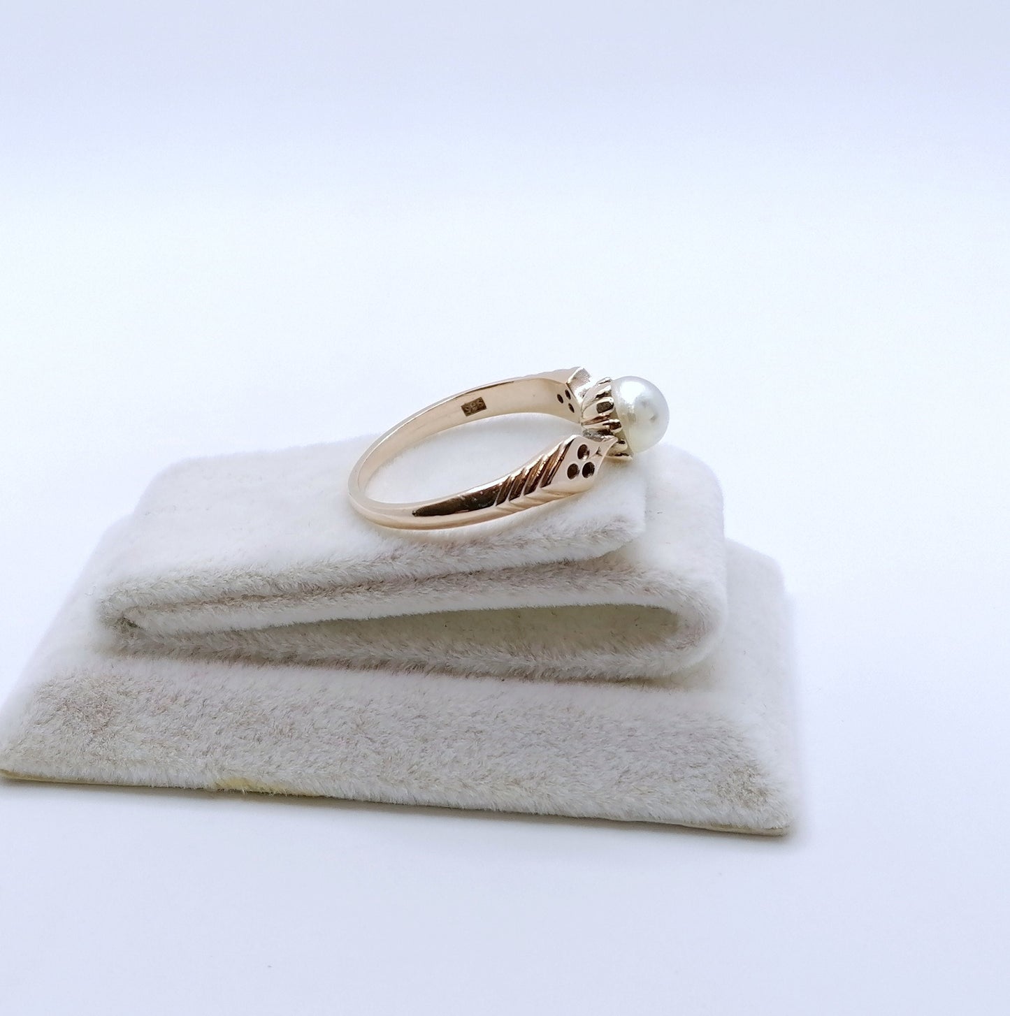 Ring Gold 585er mit Perle Rotgold Damenring Gr. 58