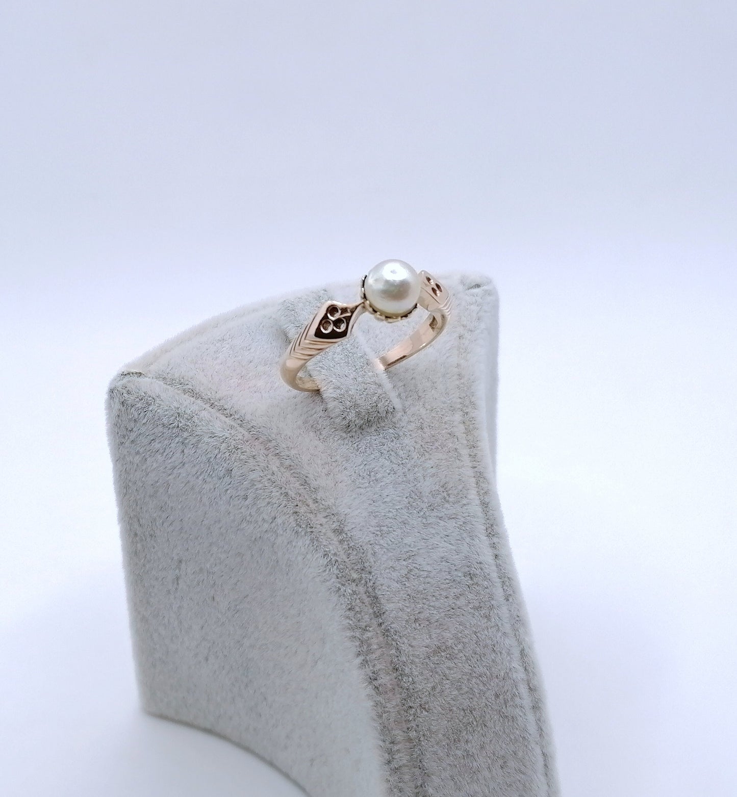 Ring Gold 585er mit Perle Rotgold Damenring Gr. 58