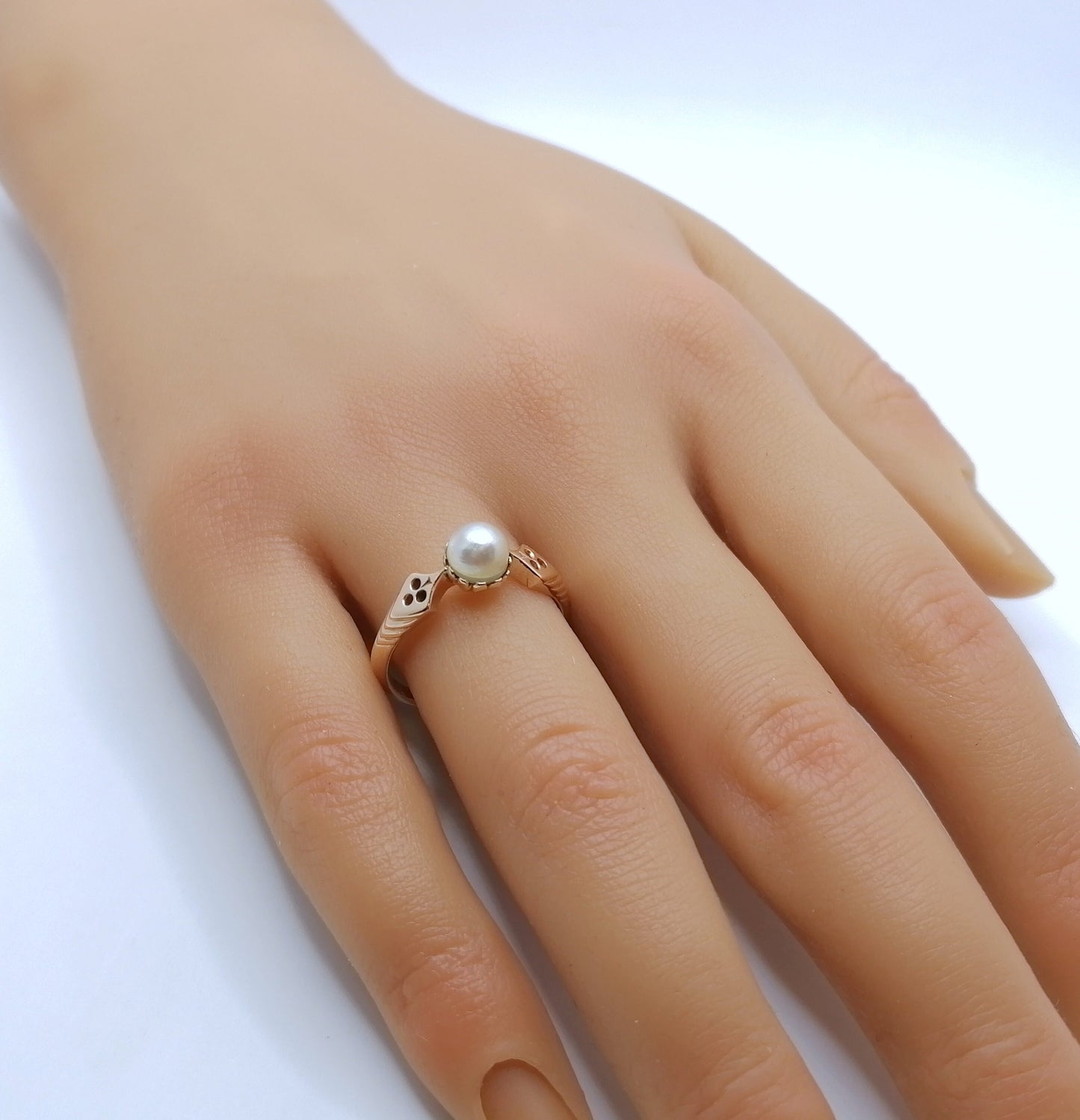 Ring Gold 585er mit Perle Rotgold Damenring Gr. 58