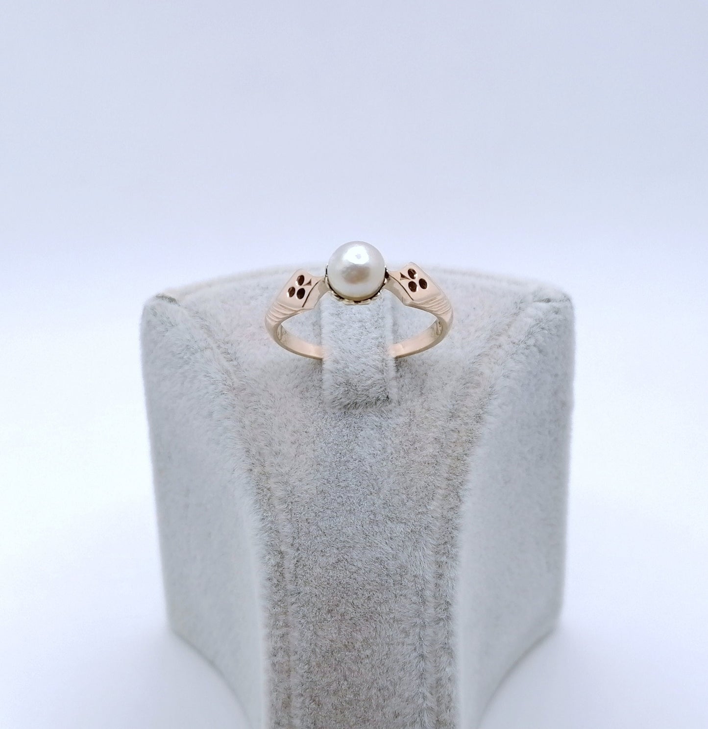 Ring Gold 585er mit Perle Rotgold Damenring Gr. 58
