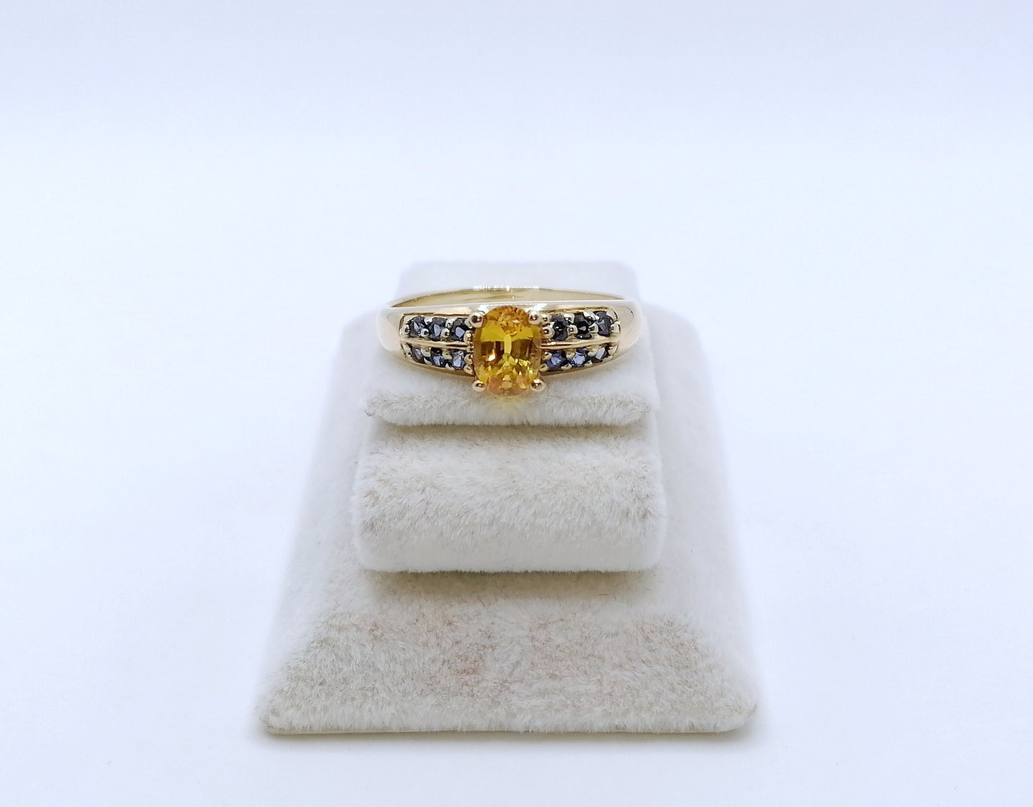 Ring Gold 375er mit gelbem und blauen Saphir Edelsteinen Gr. 60