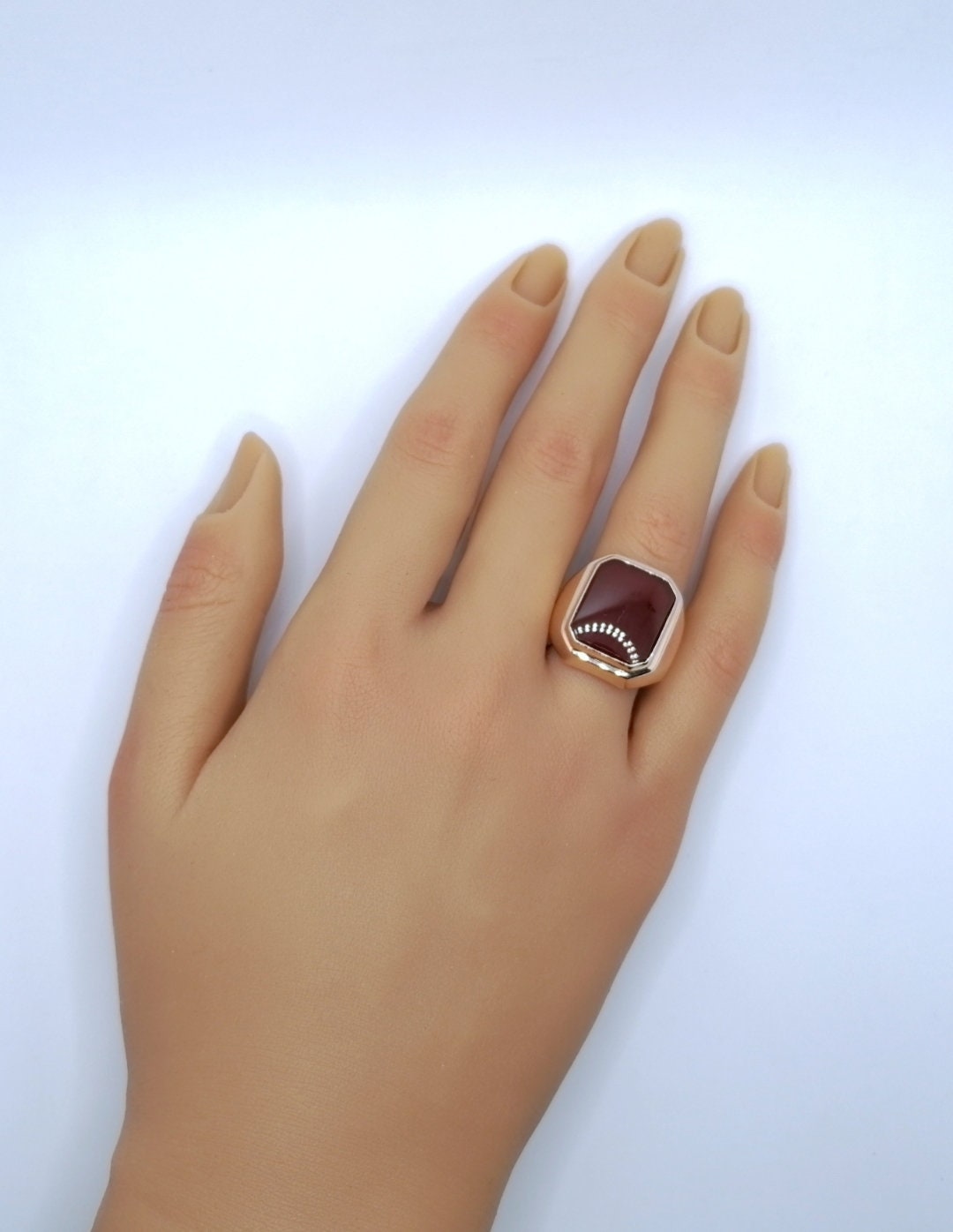Ring Rotgold mit Karneol Platte Gr. 63