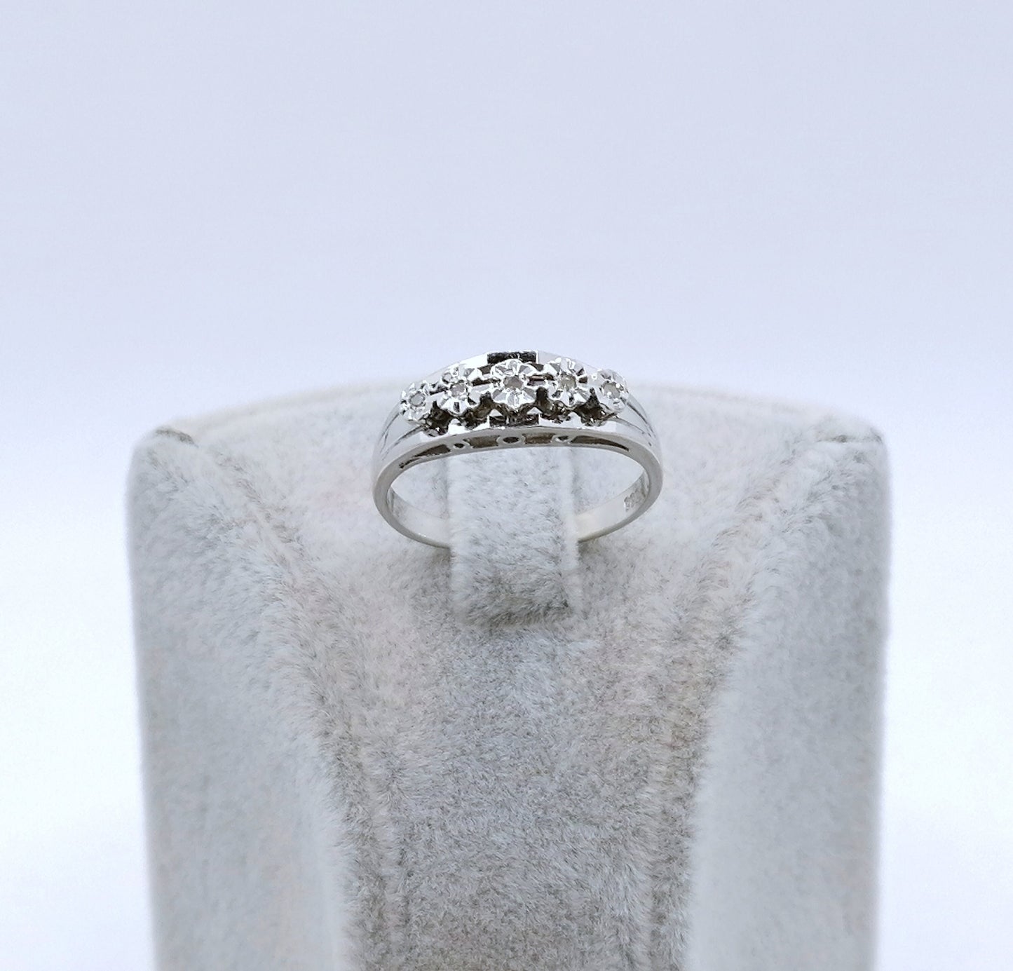 Ring Weißgold 585er mit Diamantsplitter Gr. 53