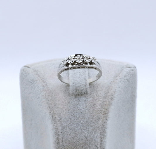 Ring Weißgold 585er mit Diamantsplitter Gr. 53