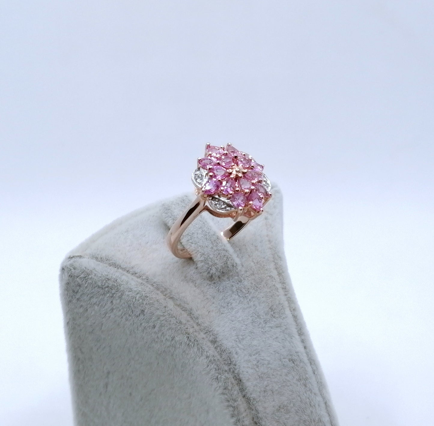Ring Silber 925er Vergoldet mit Pinken Saphiren Gr. 60