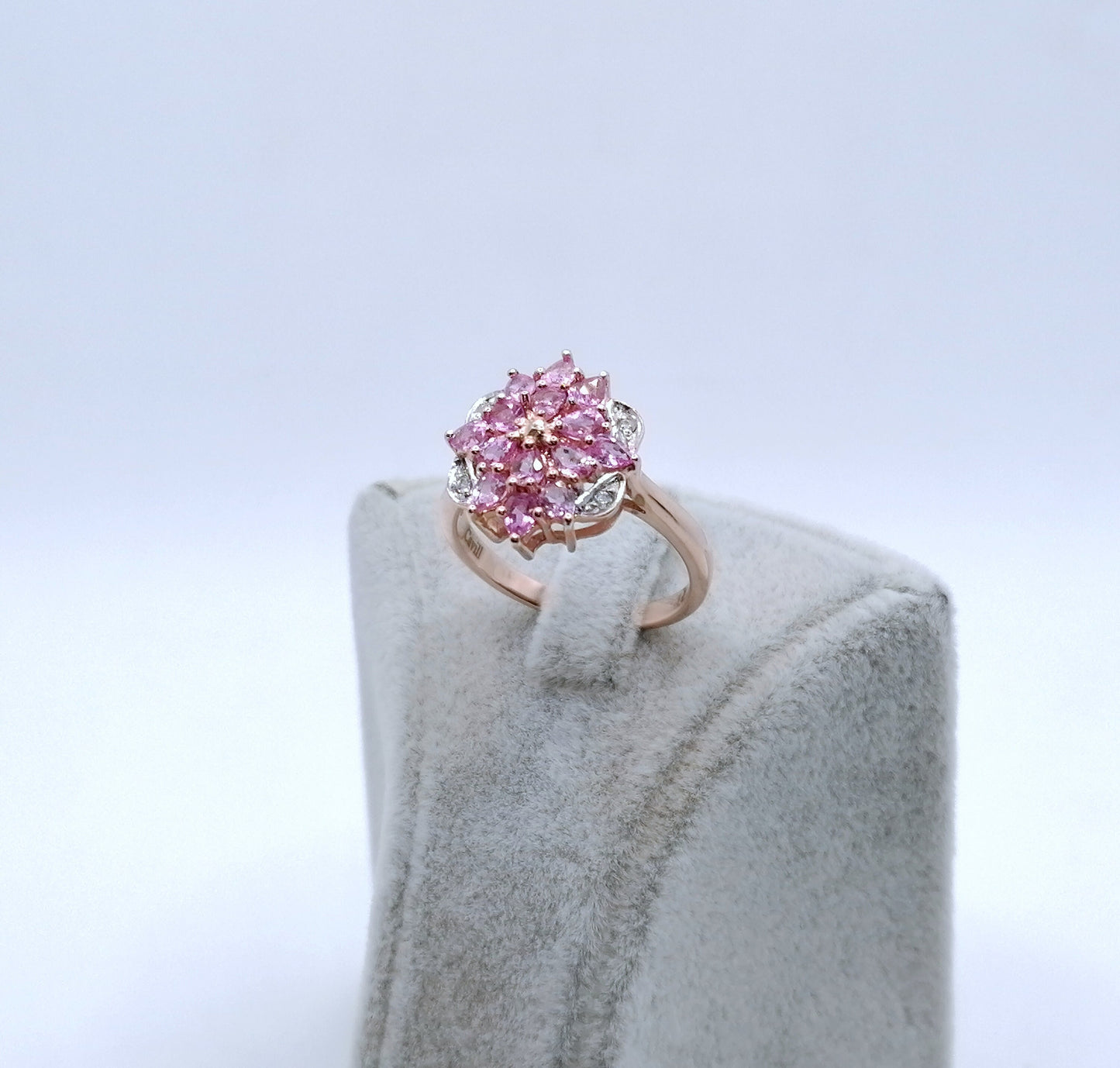 Ring Silber 925er Vergoldet mit Pinken Saphiren Gr. 60