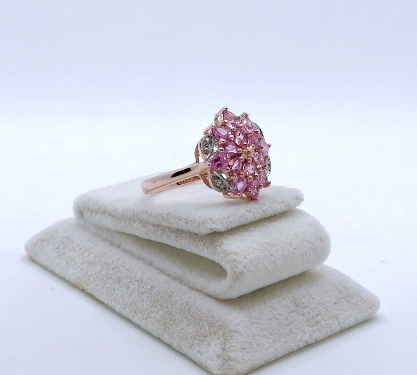 Ring Silber 925er Vergoldet mit Pinken Saphiren Gr. 60