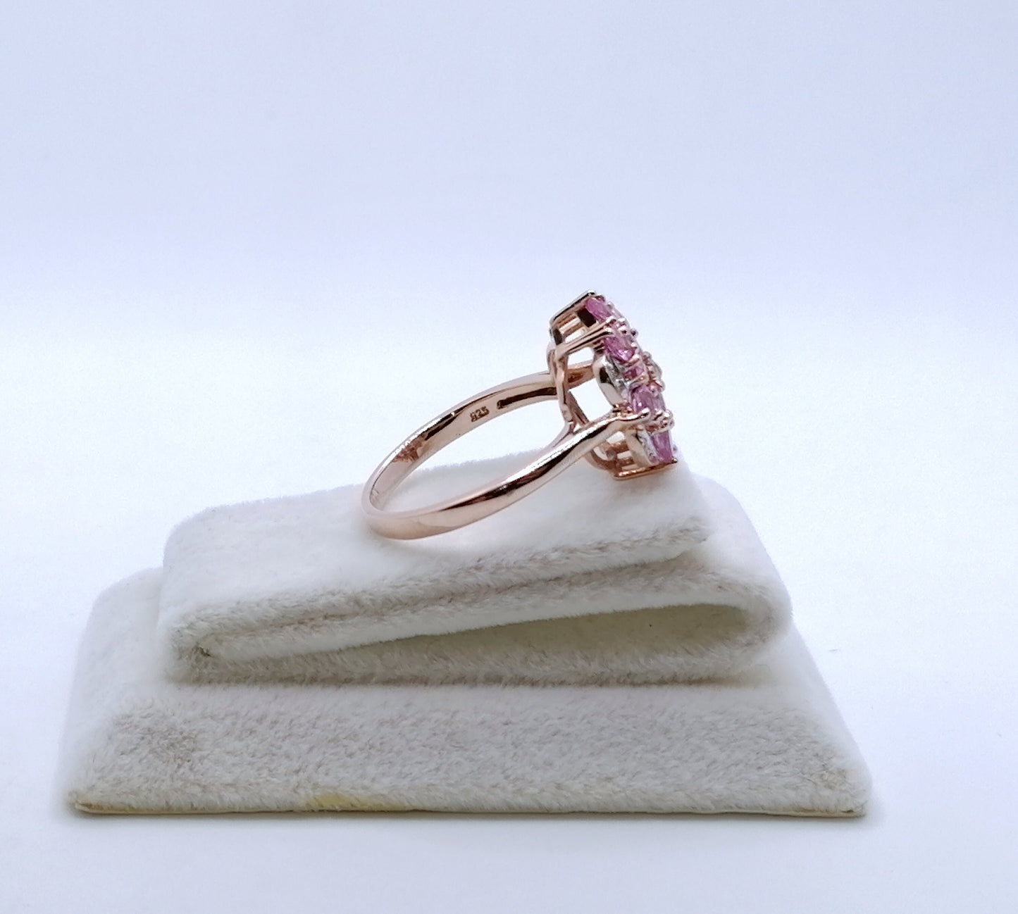 Ring Silber 925er Vergoldet mit Pinken Saphiren Gr. 60
