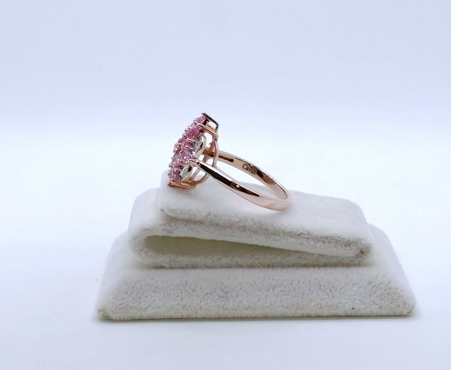 Ring Silber 925er Vergoldet mit Pinken Saphiren Gr. 60