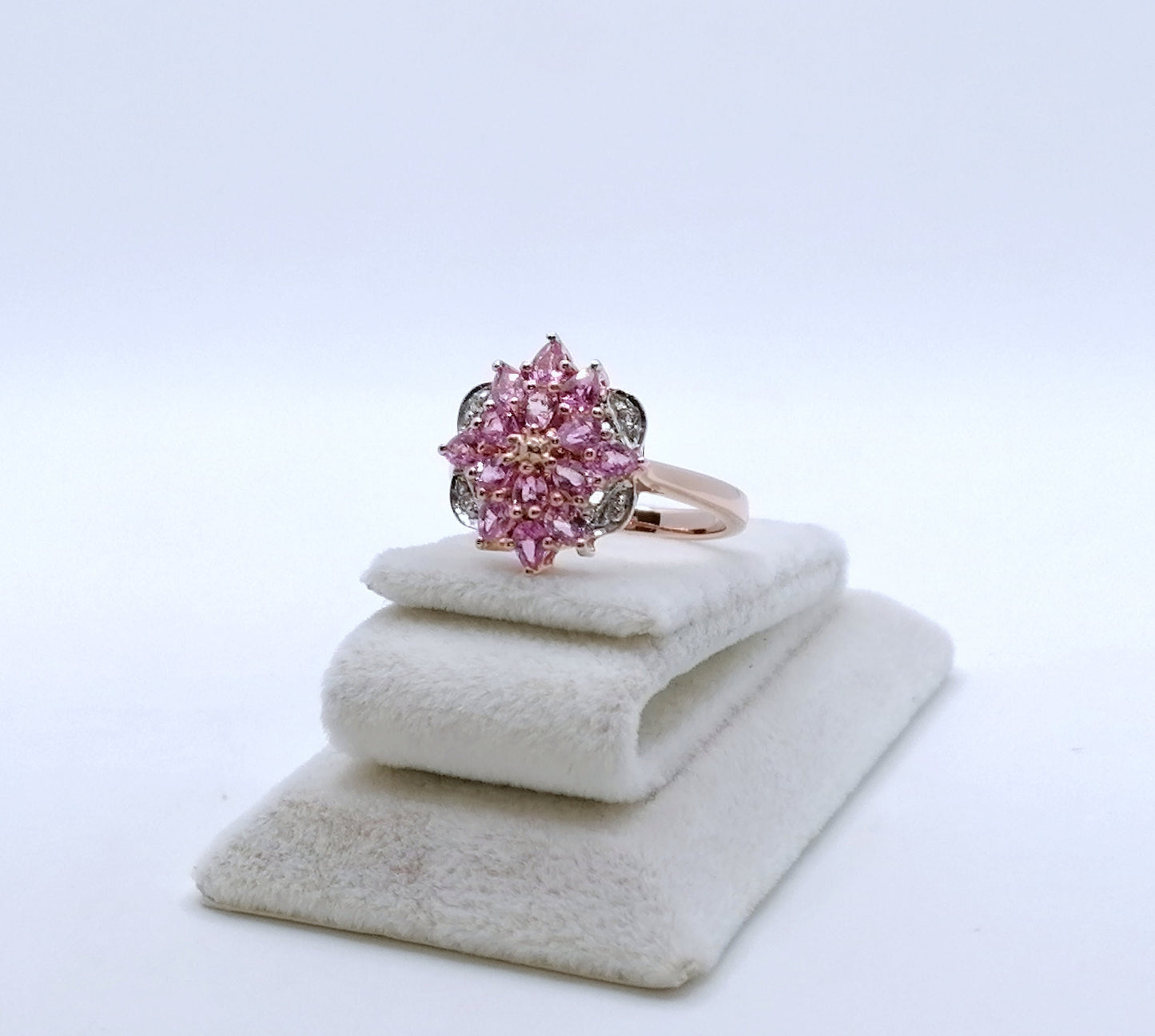 Ring Silber 925er Vergoldet mit Pinken Saphiren Gr. 60