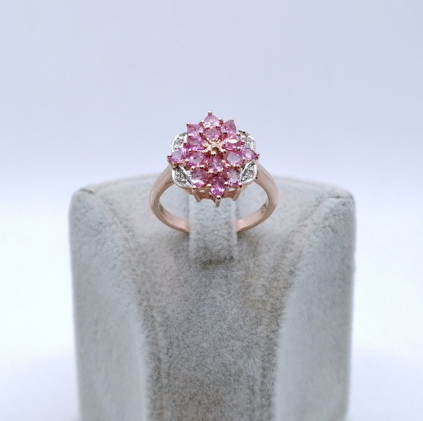 Ring Silber 925er Vergoldet mit Pinken Saphiren Gr. 60