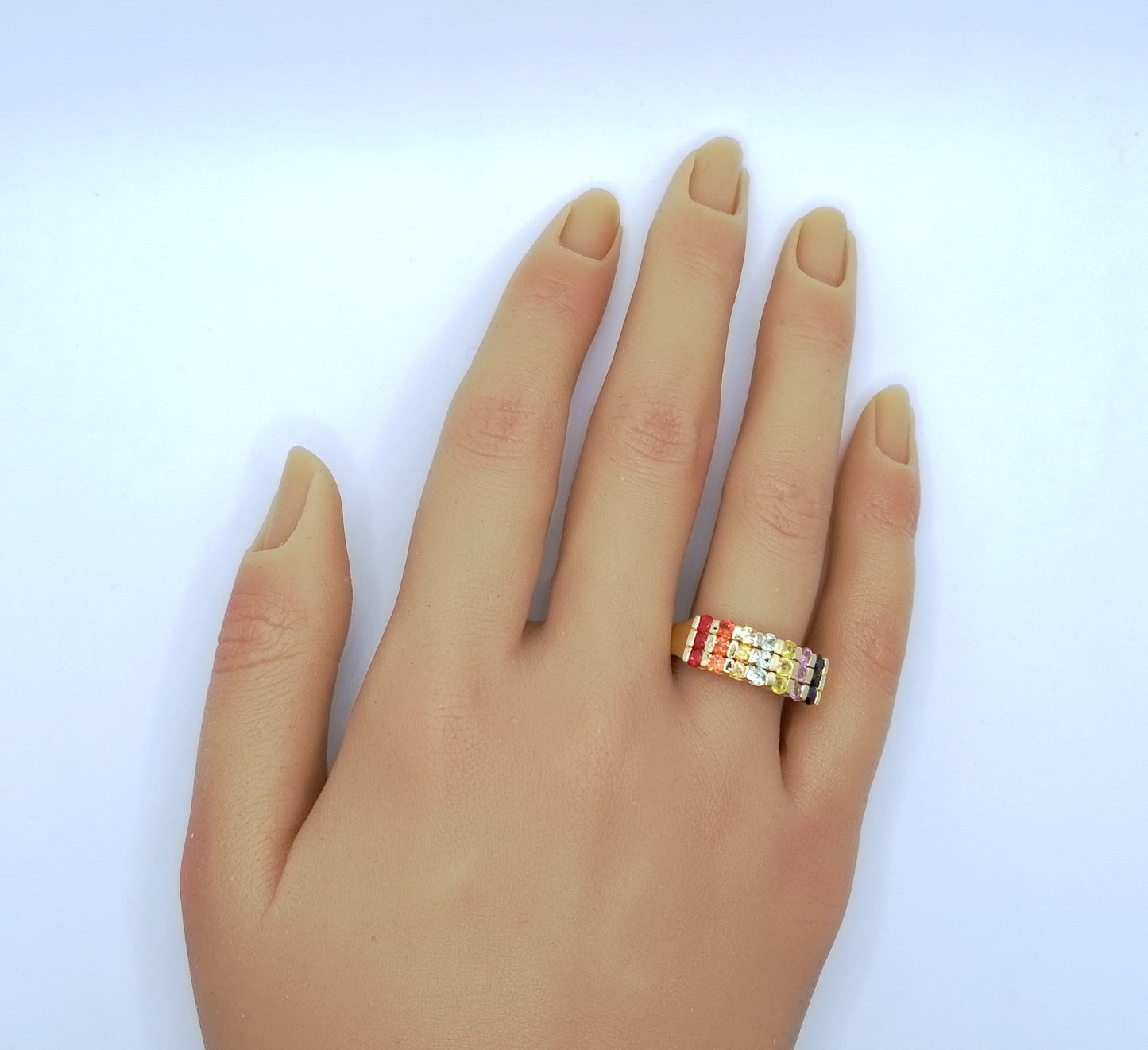 Ring Silber 925er Vergoldet mit Saphir Edelsteinen