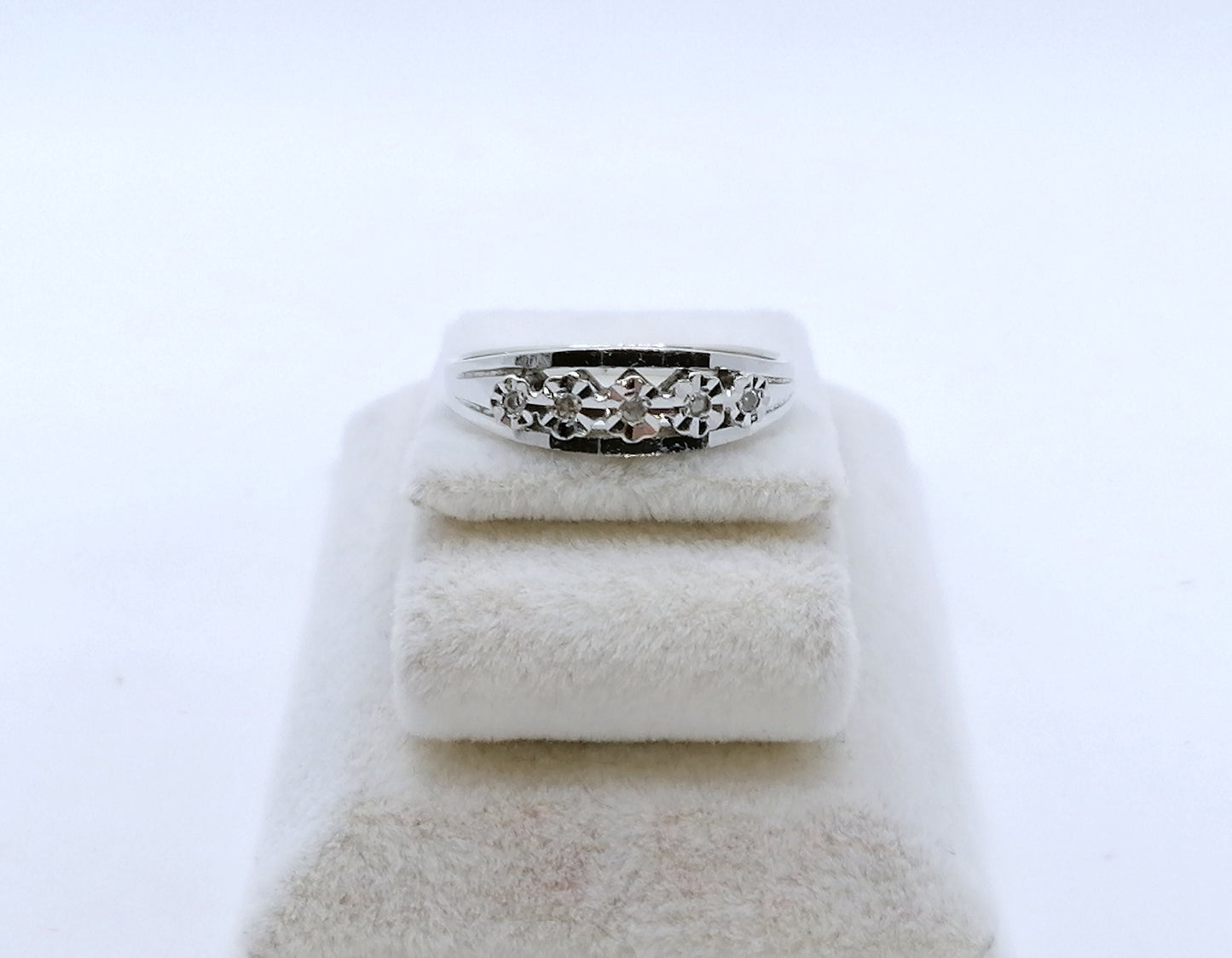Ring Weißgold 585er mit Diamantsplitter Gr. 53