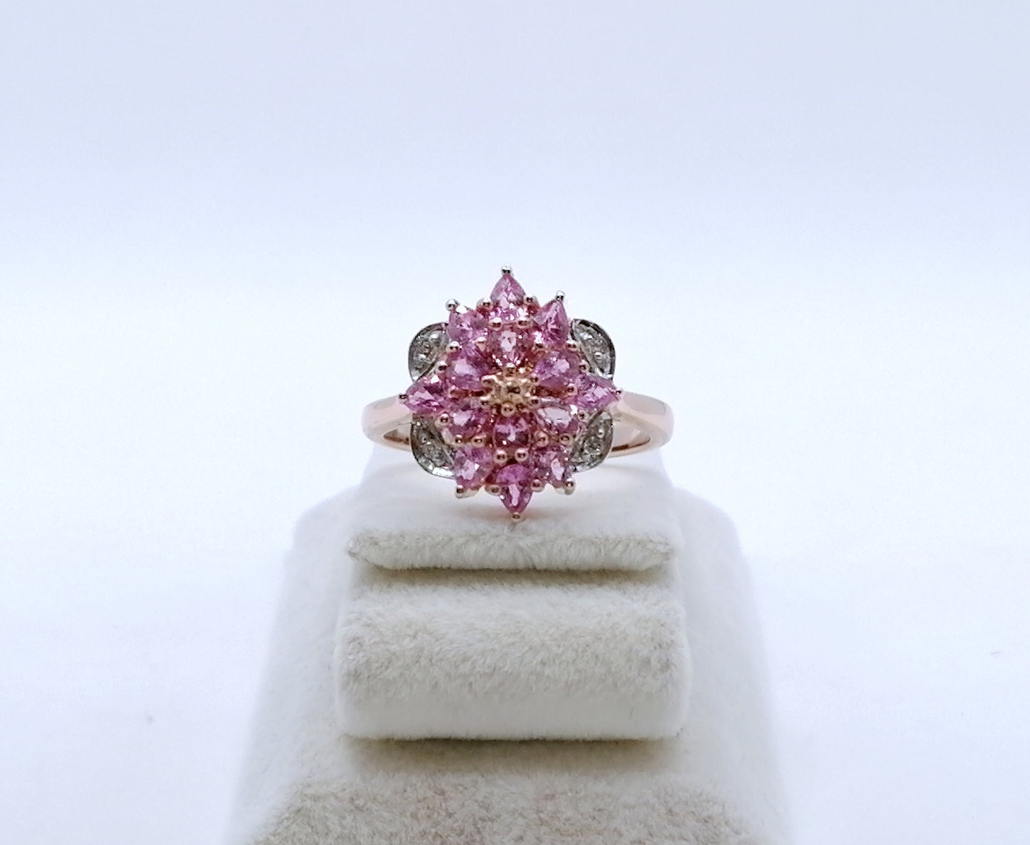 Ring Silber 925er Vergoldet mit Pinken Saphiren Gr. 60