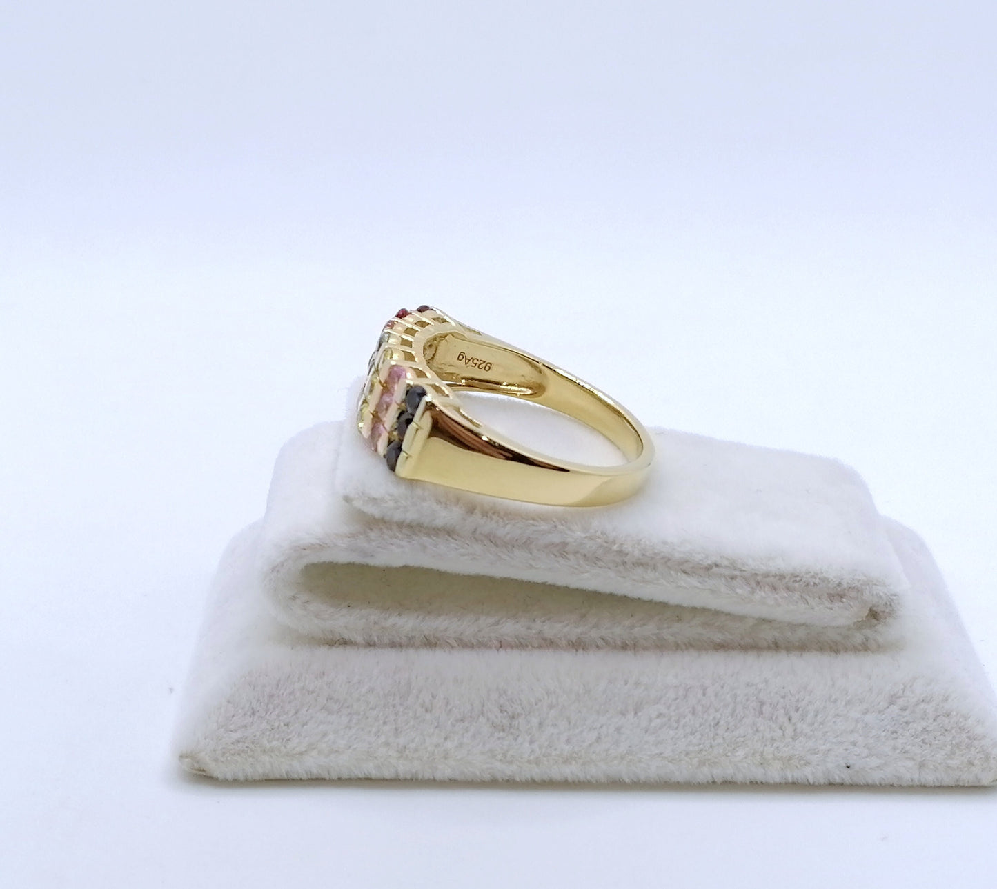 Ring Silber 925er Vergoldet mit Saphir Edelsteinen