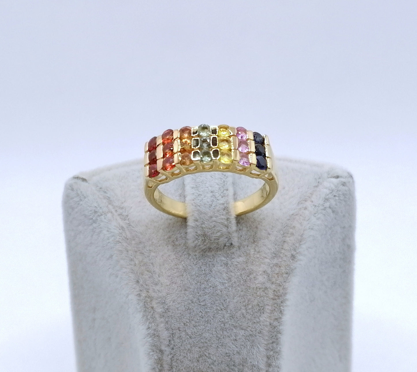 Ring Silber 925er Vergoldet mit Saphir Edelsteinen