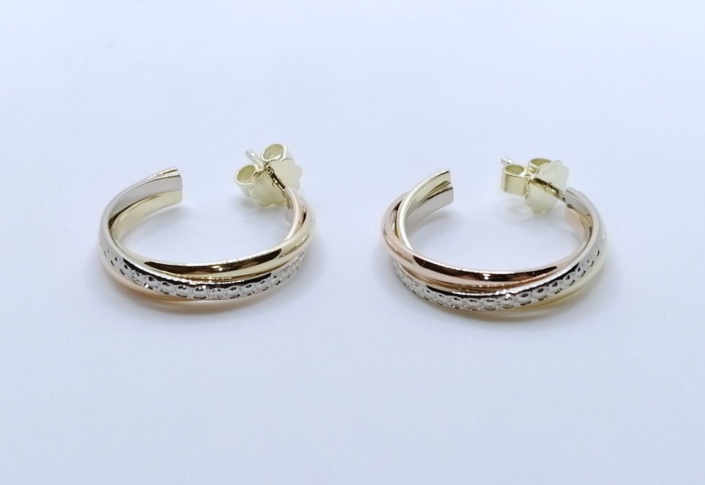 Creolen Gold 585er Tricolor Gelbgold Weißgold Rotgold