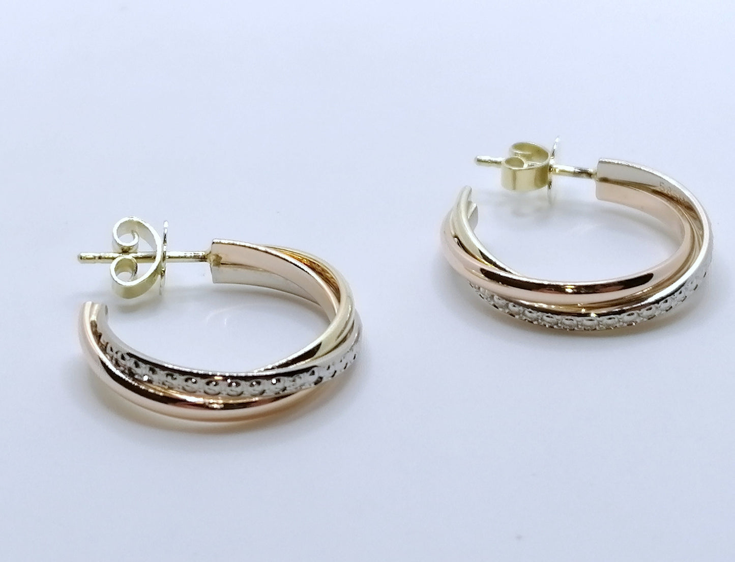 Creolen Gold 585er Tricolor Gelbgold Weißgold Rotgold