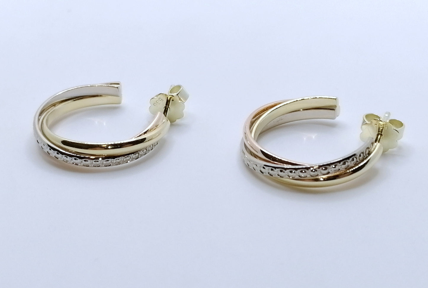 Creolen Gold 585er Tricolor Gelbgold Weißgold Rotgold