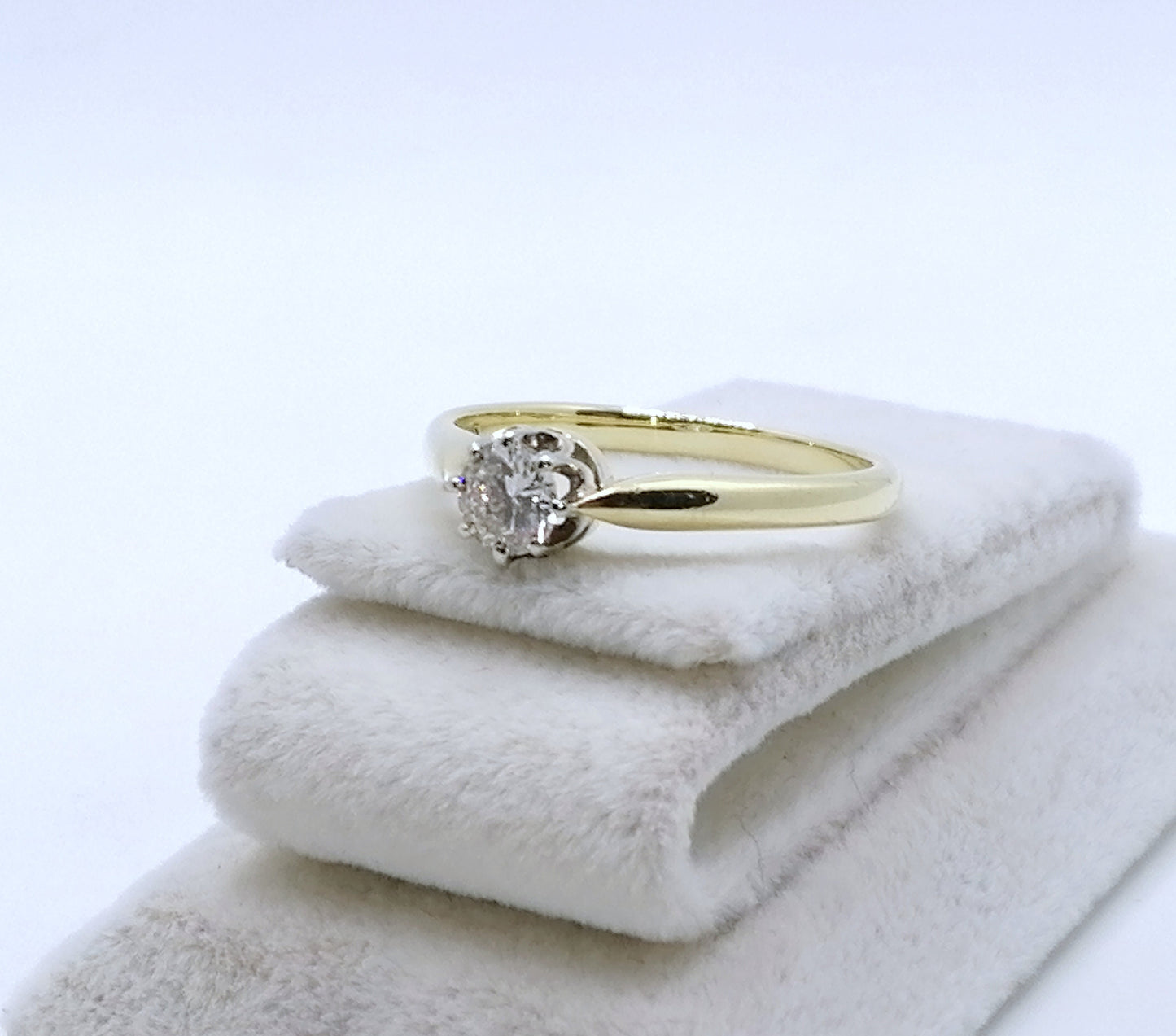 Ring Gold 585er mit 0,38ct Brillant Solitär Goldring Gr. 59