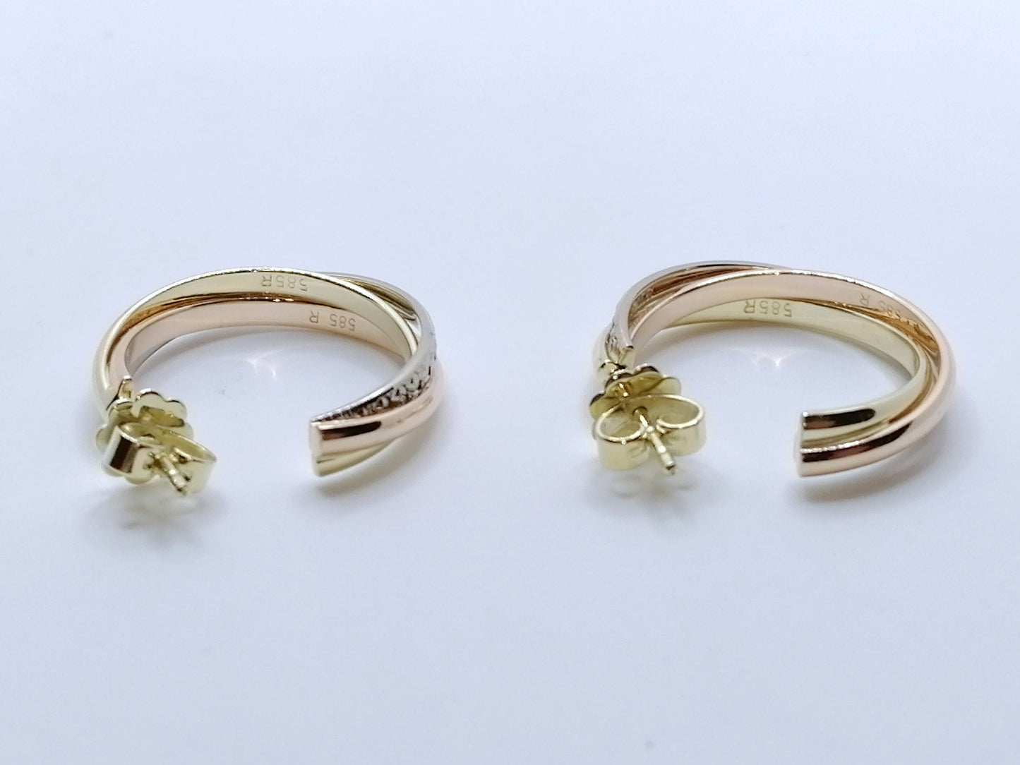 Creolen Gold 585er Tricolor Gelbgold Weißgold Rotgold