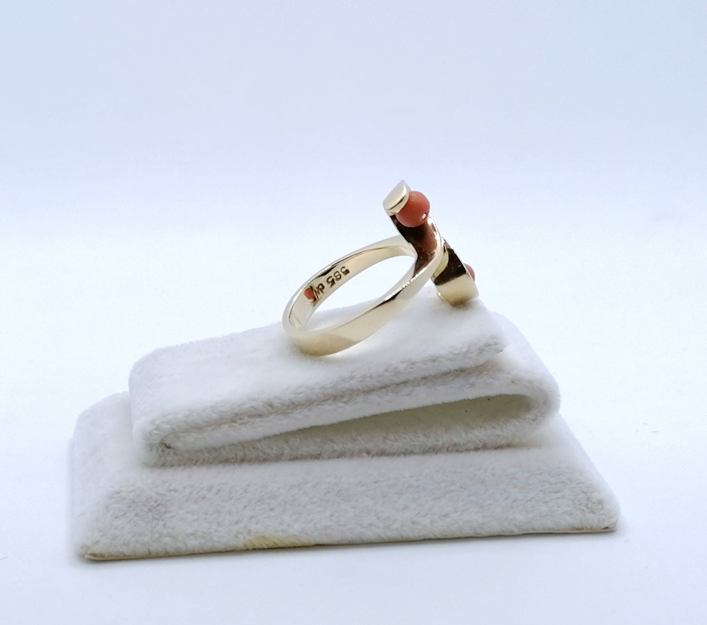 Ring Gold 585er Damenring mit Korallen Perlen Gr. 53