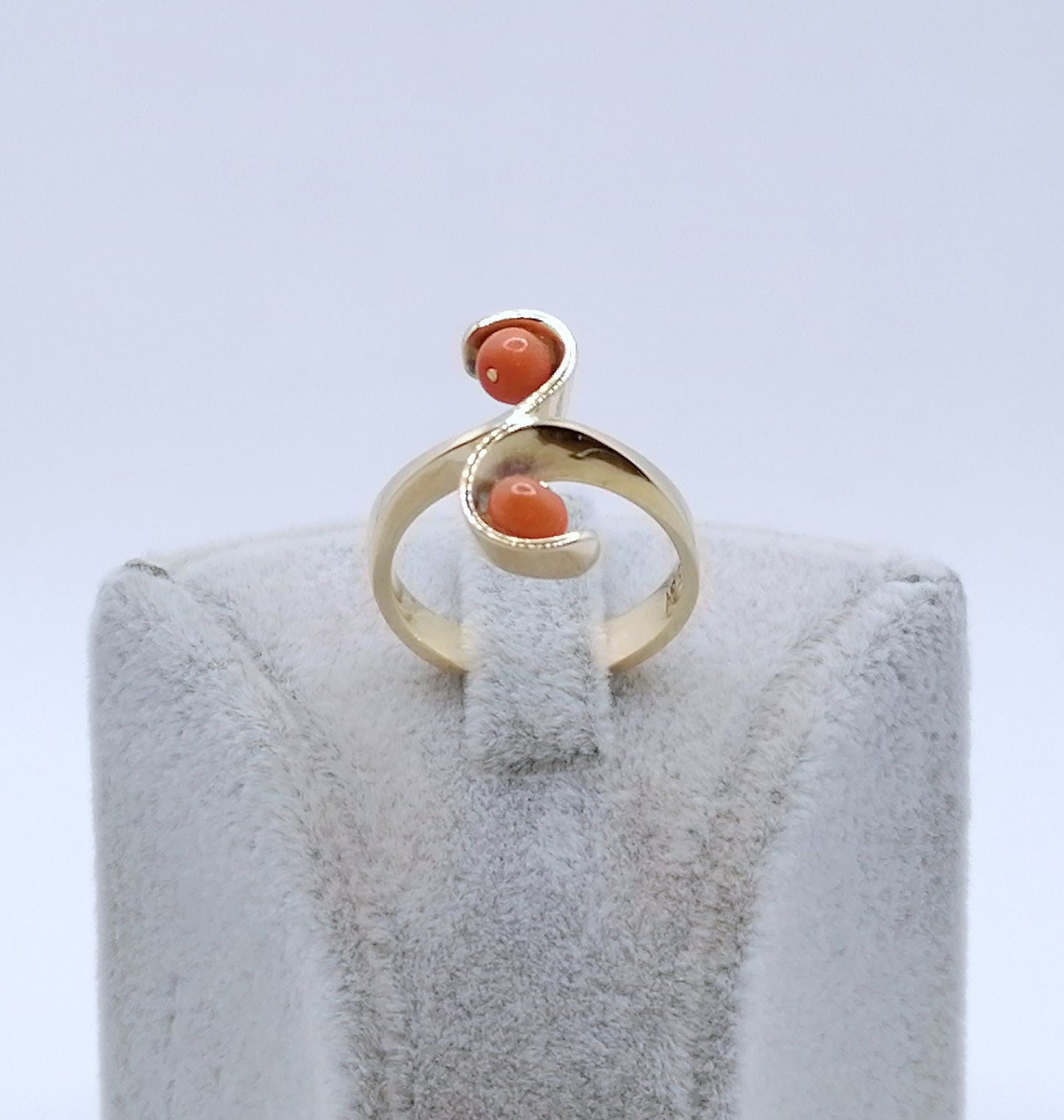 Ring Gold 585er Damenring mit Korallen Perlen Gr. 53