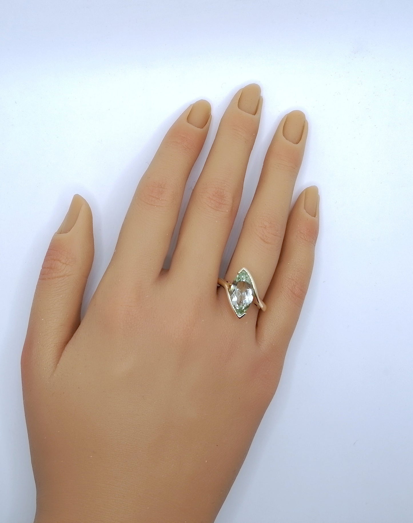 Ring Gold 375er mit Prasiolith Grüner Amethyst Gr. 57
