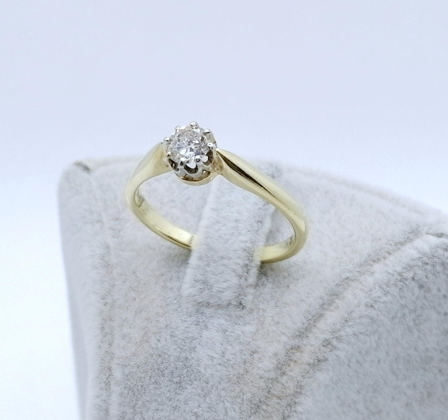 Ring Gold 585er mit 0,38ct Brillant Solitär Goldring Gr. 59