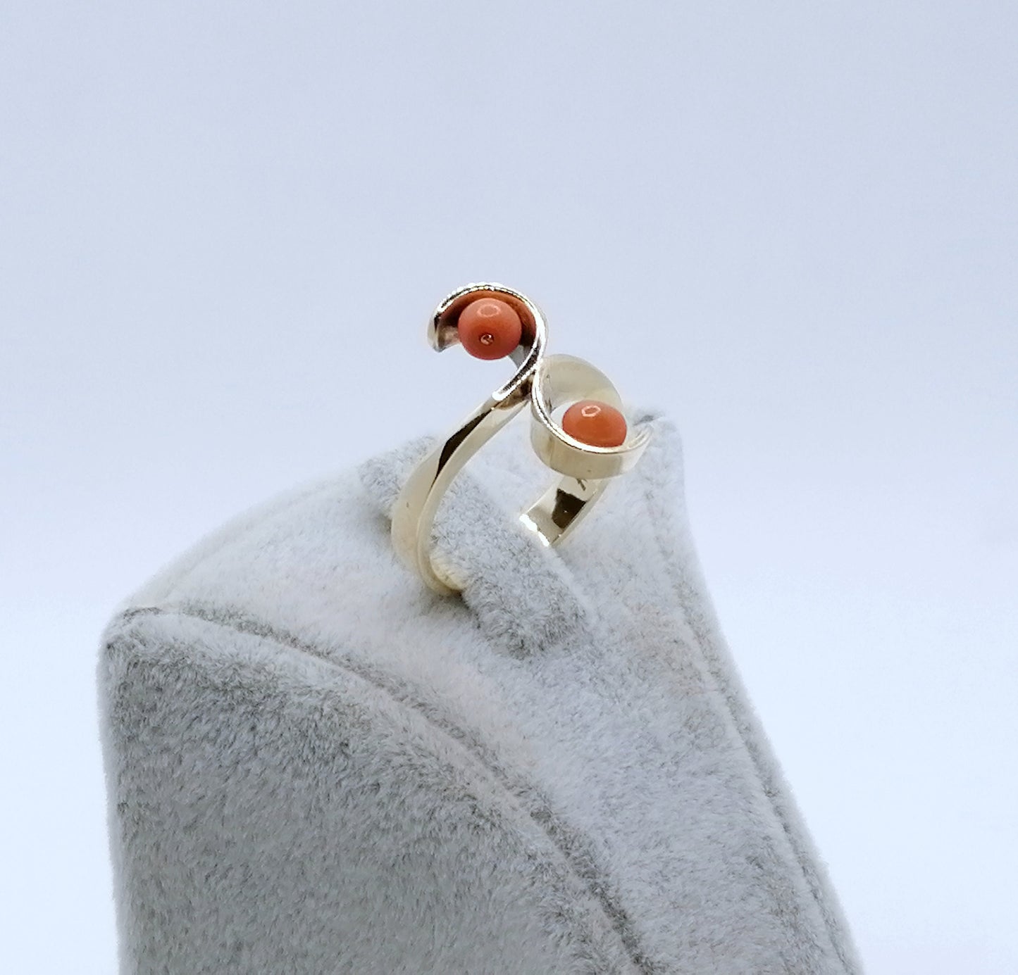 Ring Gold 585er Damenring mit Korallen Perlen Gr. 53