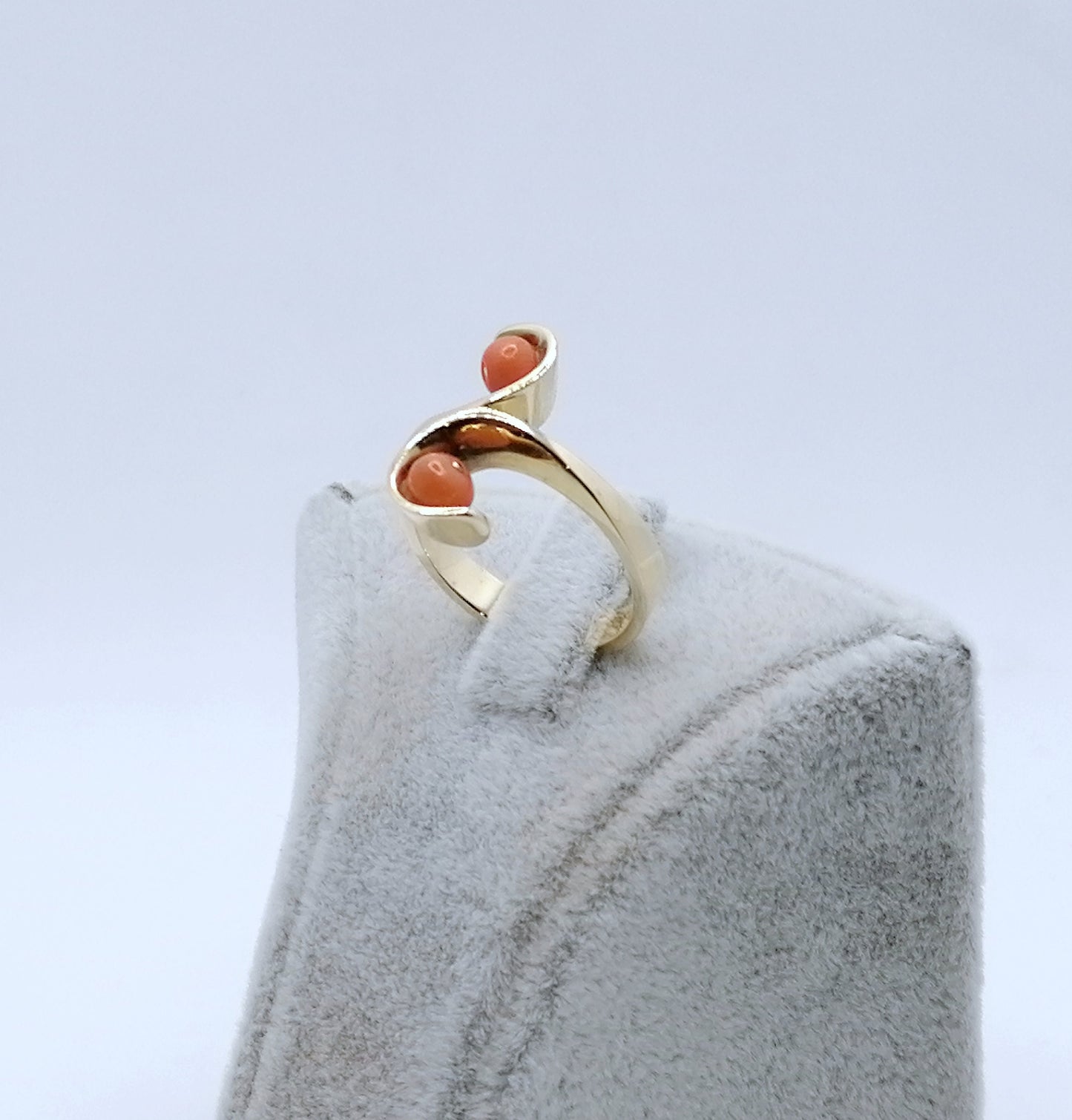 Ring Gold 585er Damenring mit Korallen Perlen Gr. 53