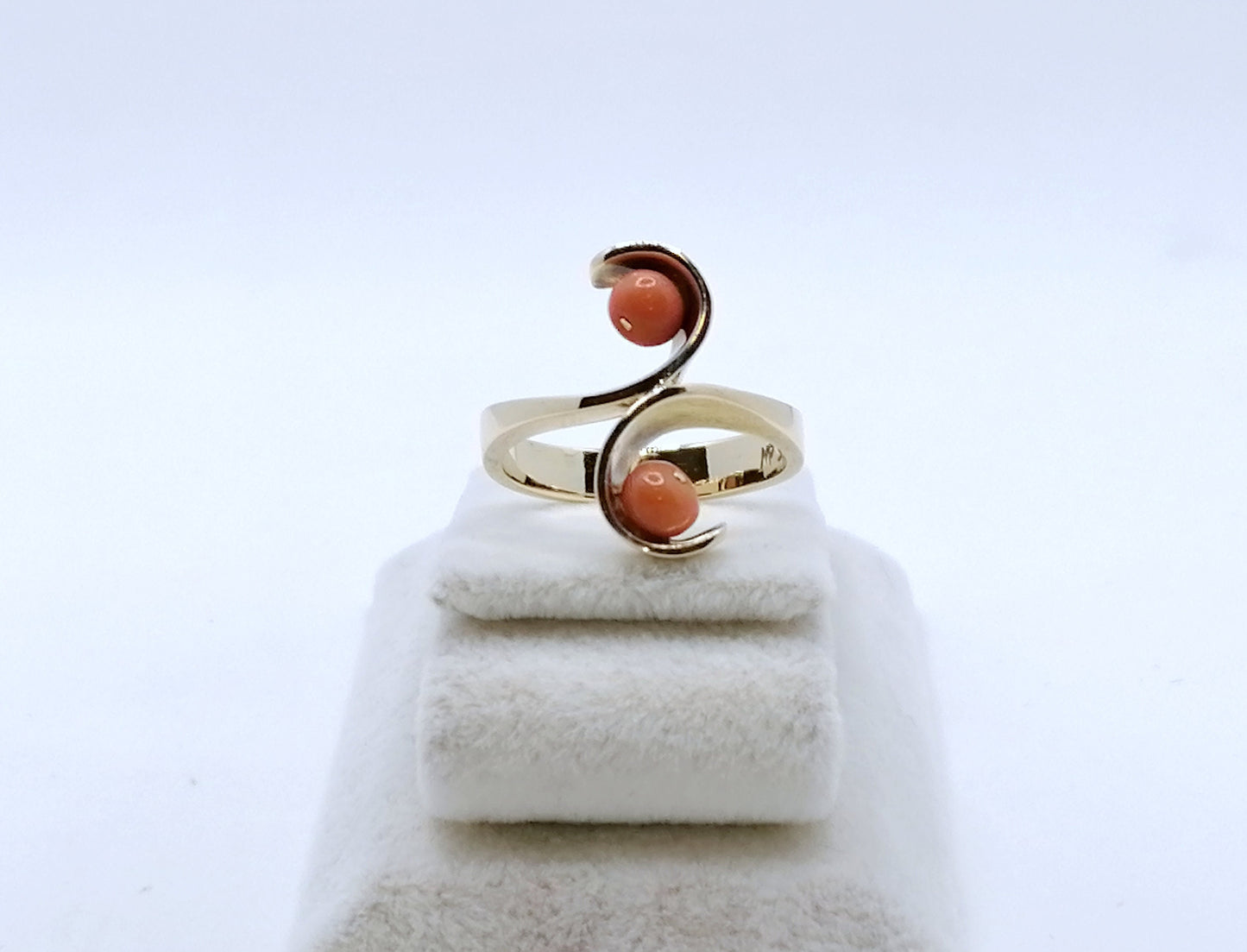 Ring Gold 585er Damenring mit Korallen Perlen Gr. 53